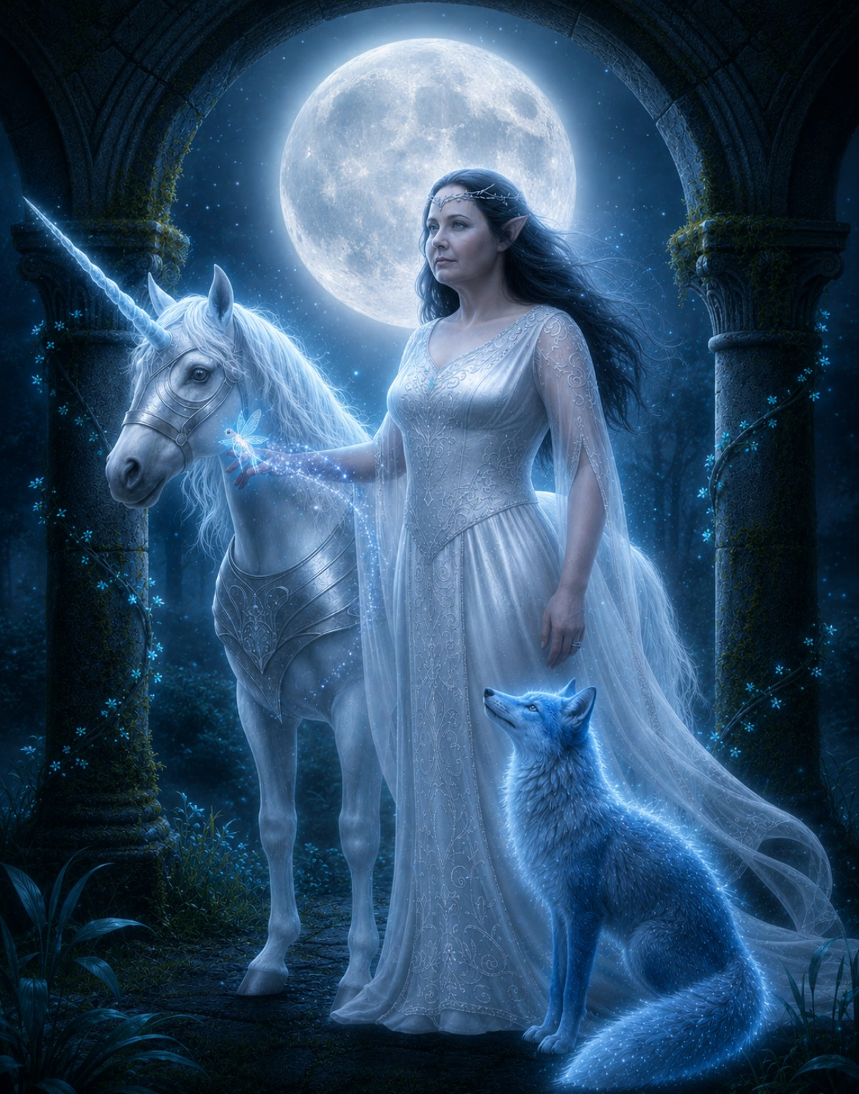 The Firefly embodiment with unicorn and blue fox